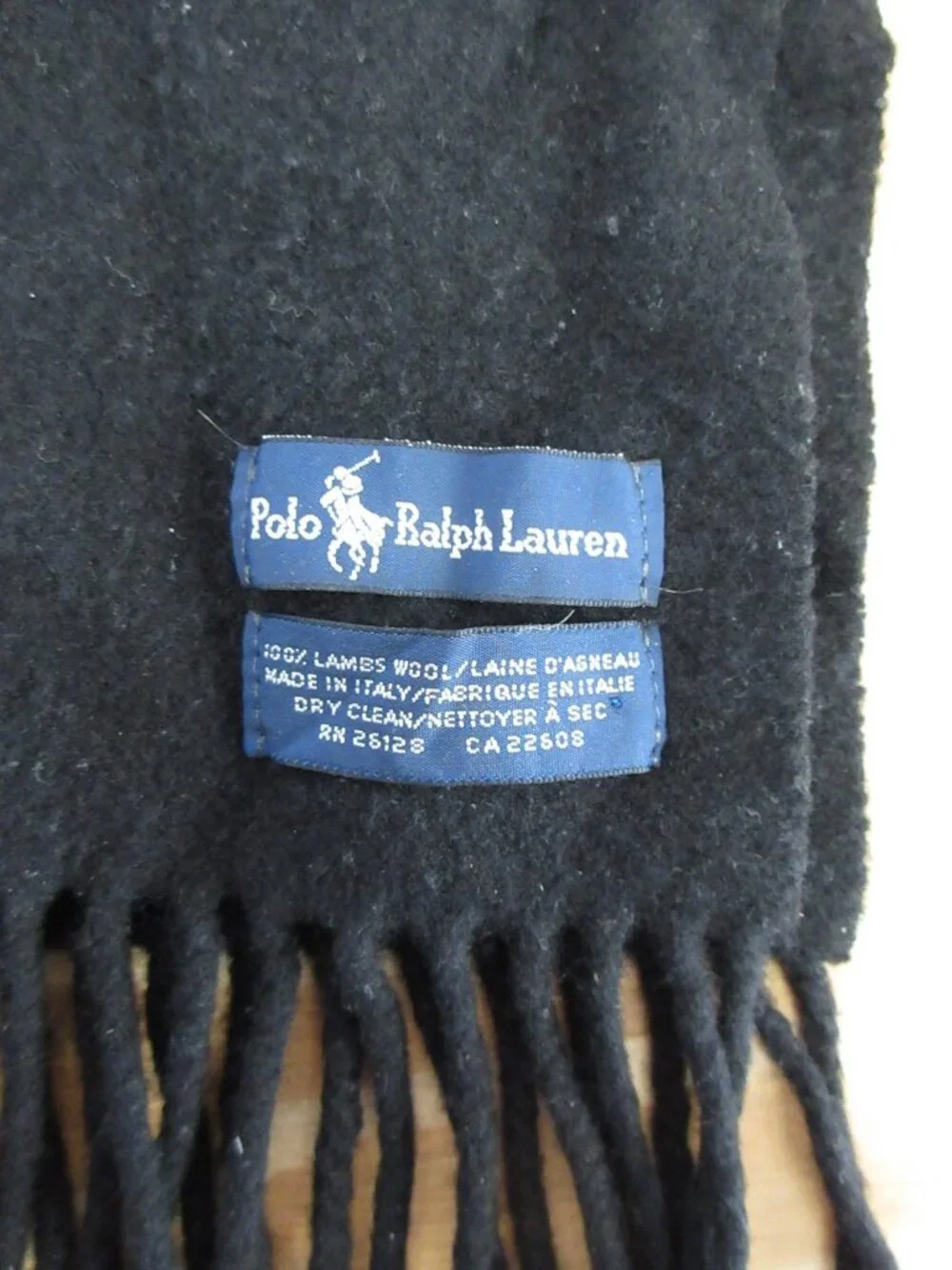 Ralph Lauren Polo Scarf Lambs Wool White Pony Fringe Preppy Italy